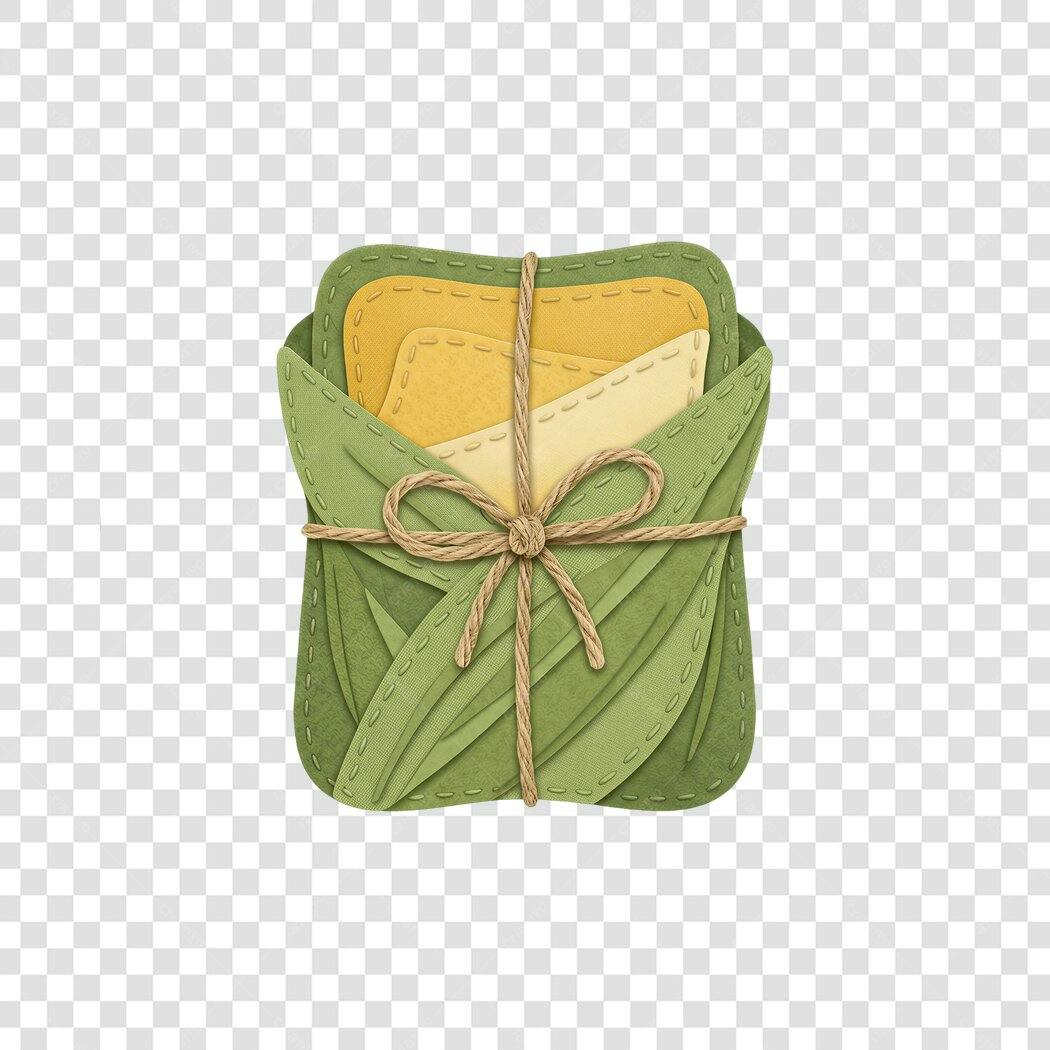 Ilustração Presente Embrulhado Folha Verde PNG Fundo Transparente