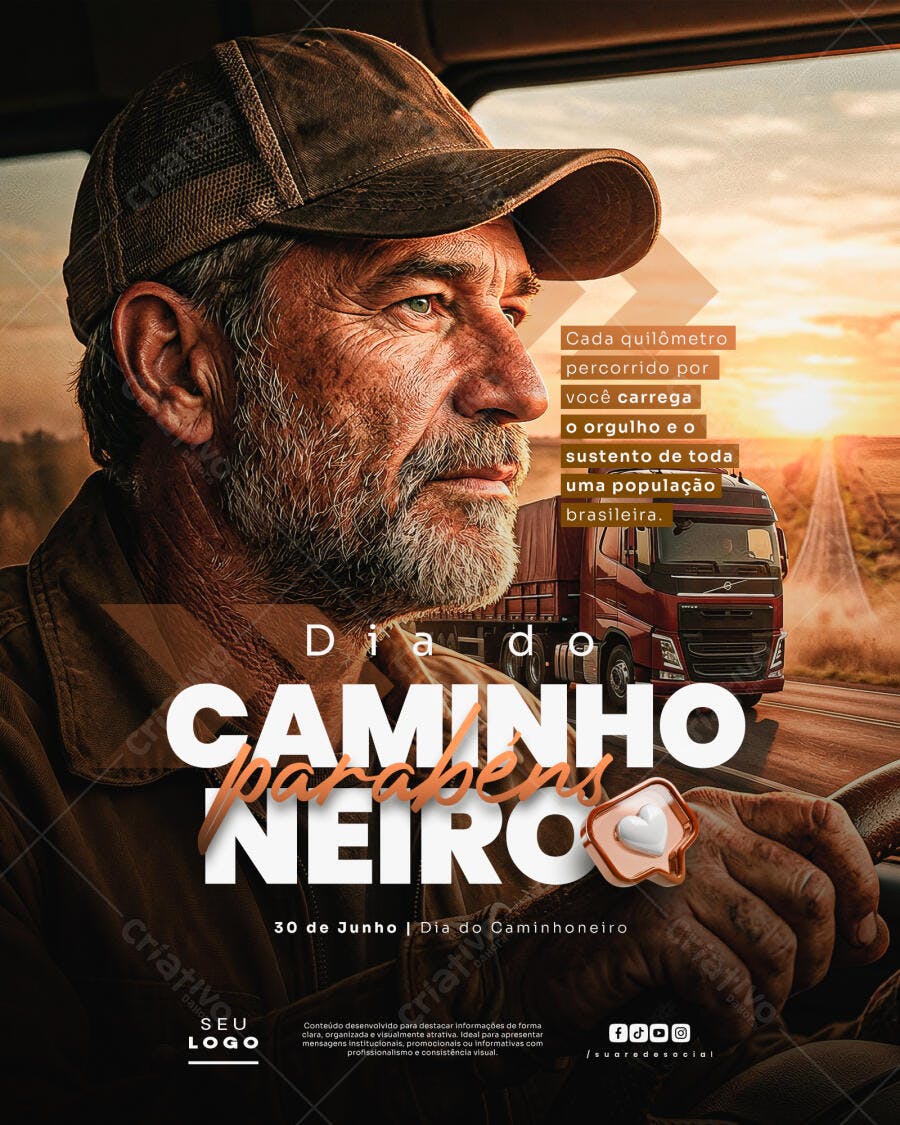 Post Dia do Caminhoneiro 30 de Junho PSD Editável