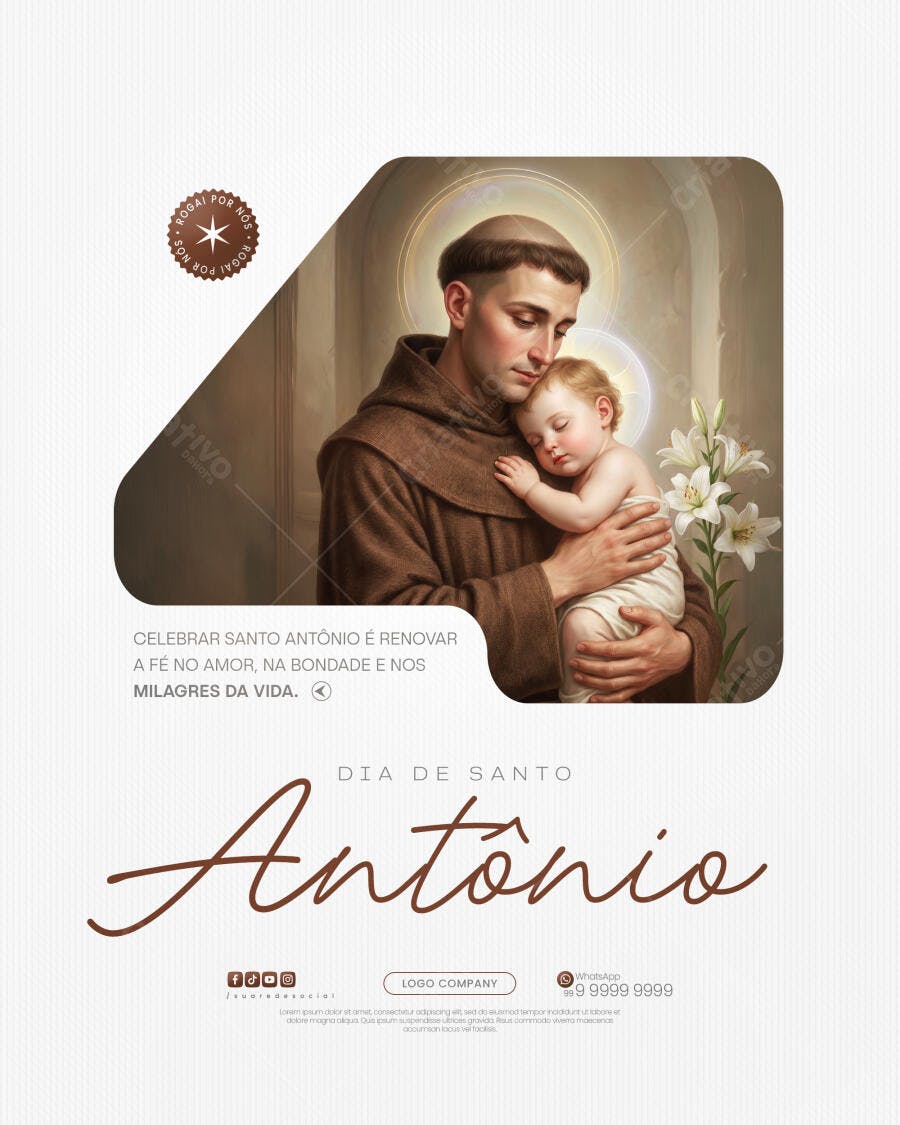 Post Instagram Dia de Santo Antônio Junho PSD Editável