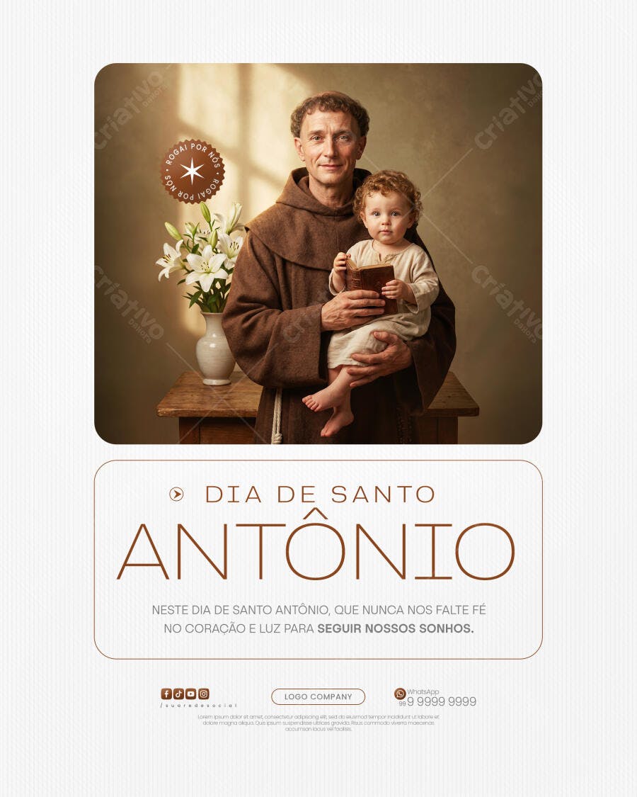 Post Instagram Dia de Santo Antônio Junho PSD Editável