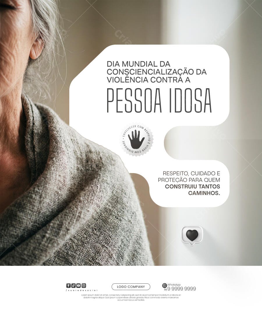 Post Instagram Dia Mundial Conscientização Pessoa Idosa PSD Editável