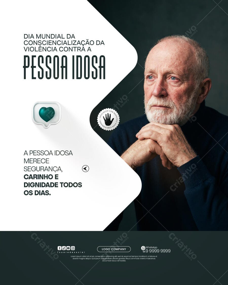Post Instagram Dia Mundial Conscientização Pessoa Idosa PSD Editável