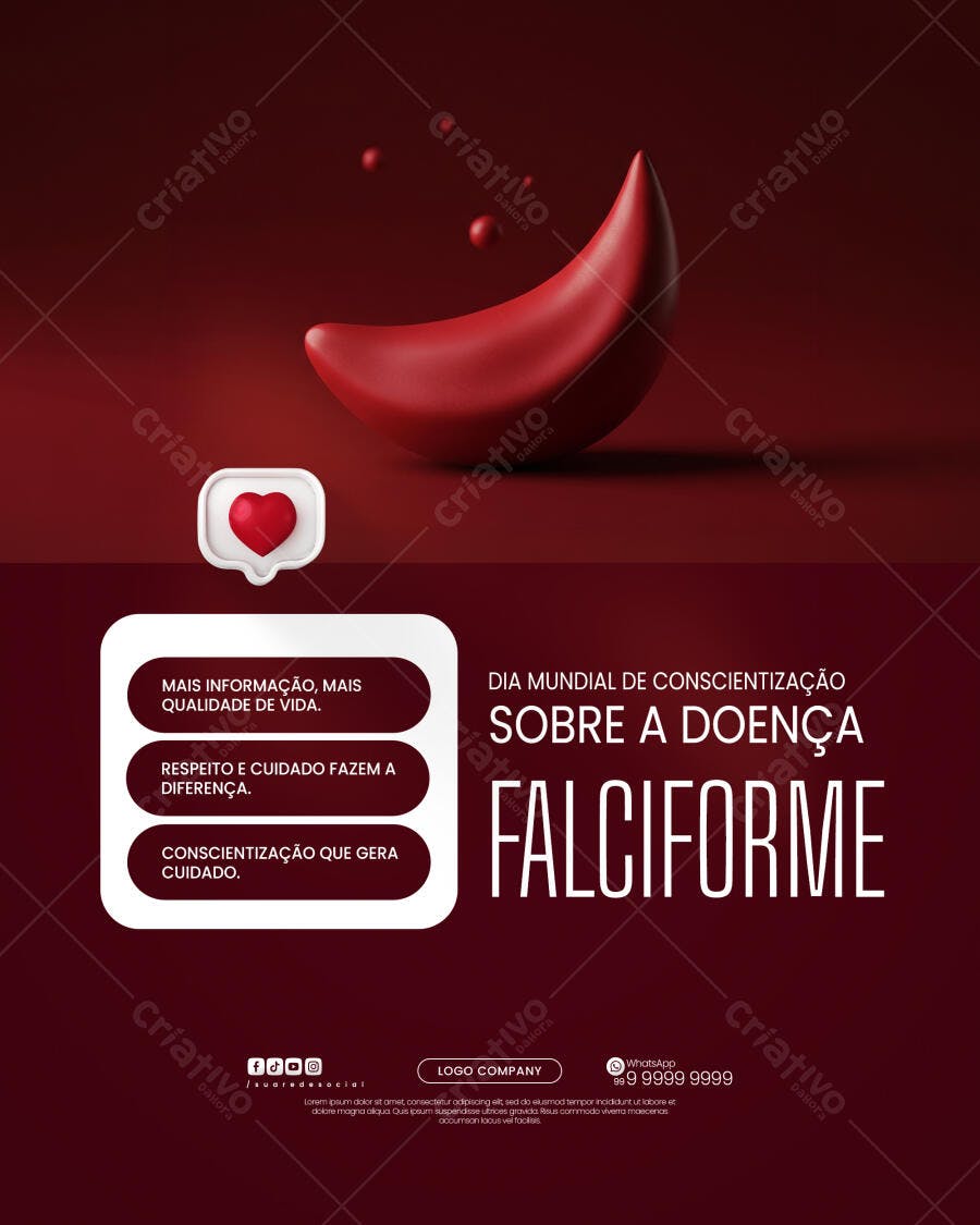 Post Instagram Dia Mundial Doença Falciforme PSD Editável