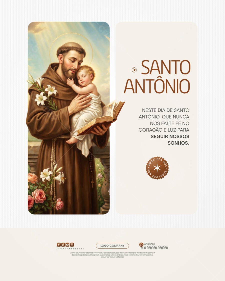 Post Santo Antônio Junho Religião PSD Editável