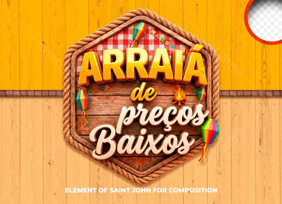 Selo 3D Arraiá de Preços Baixos Festa Junina PNG Transparente
