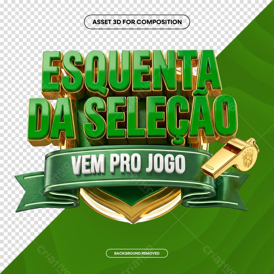 Selo 3D Esquentada Seleção Verde Dourado PNG Transparente