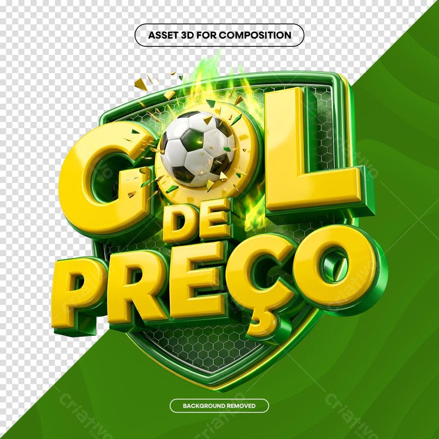 Selo 3D Gol de Preço Futebol Promoção PNG Transparente