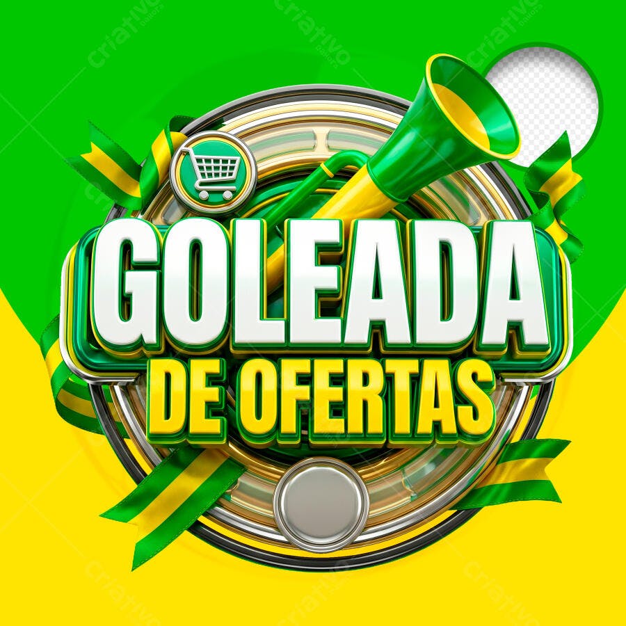 Selo 3D Goleada de Ofertas Brasil Copa PNG Transparente