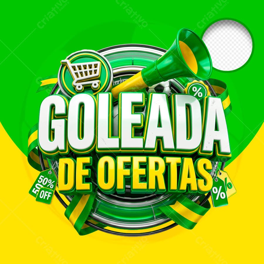 Selo 3D Goleada de Ofertas Copa do Mundo PNG Transparente