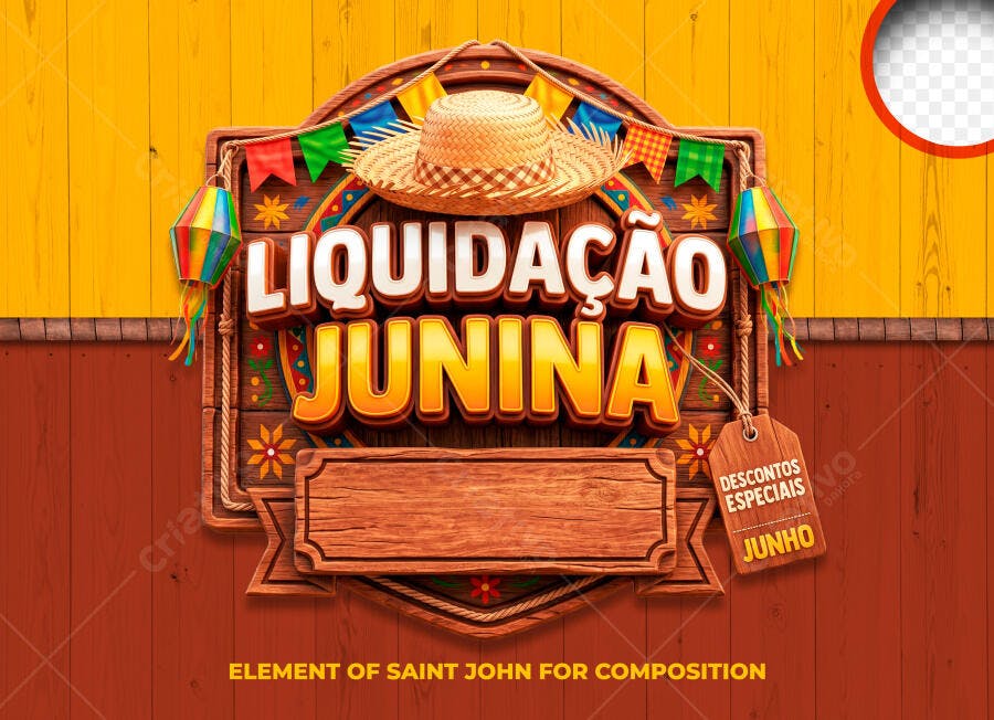 Selo 3D Liquidação Junina Festa Junina PNG Transparente