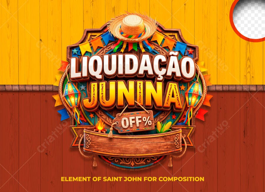 Selo 3D Liquidação Junina Oferta Especial PNG Fundo Transparente