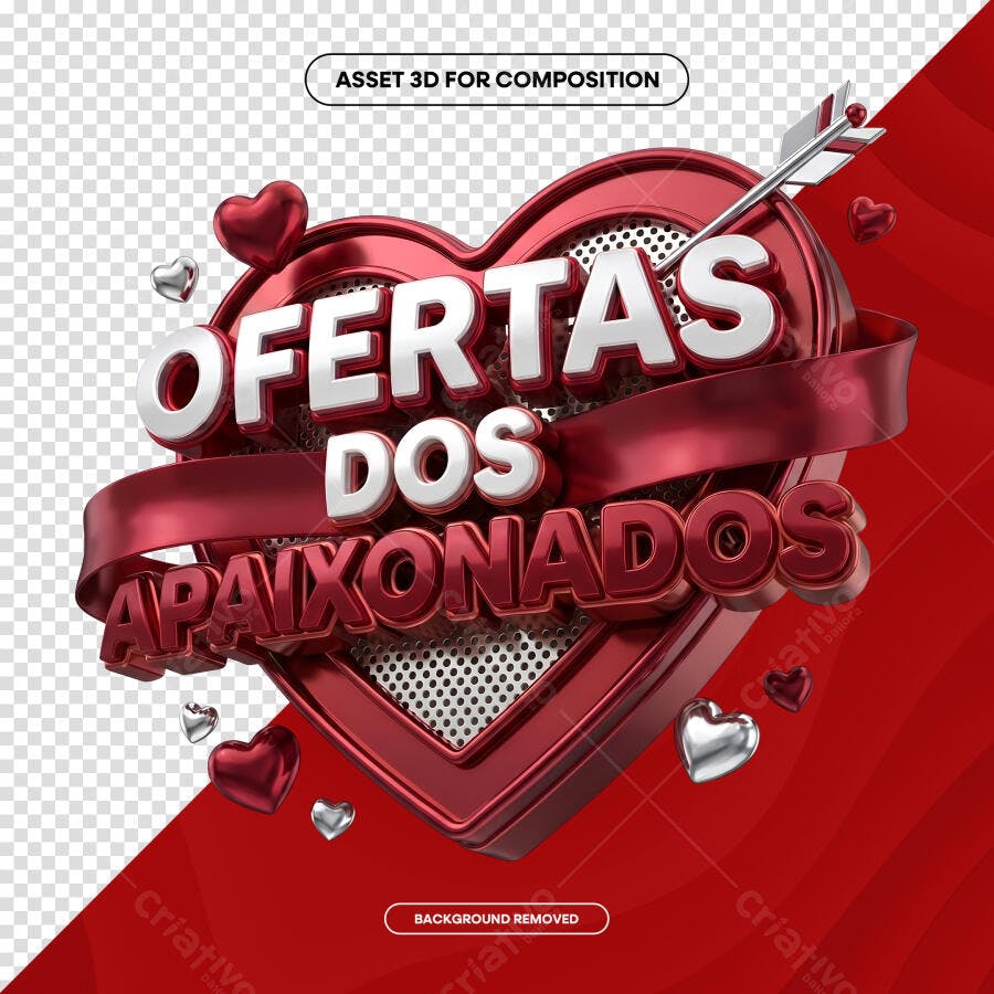 Selo 3D Ofertas dos Apaixonados Vermelho Metálico PNG Transparente