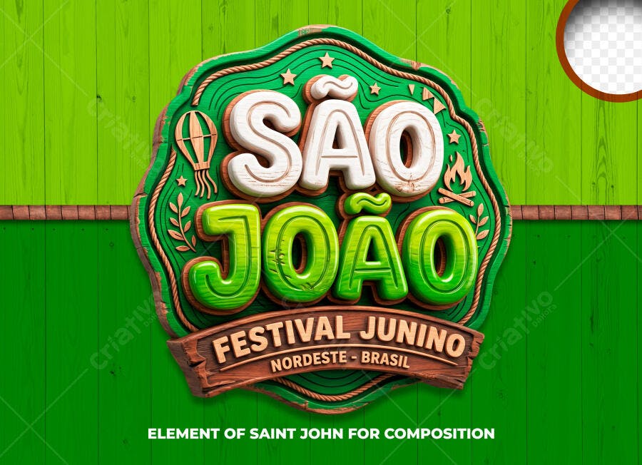 Selo 3D São João Festival Junino Nordeste Brasil PNG