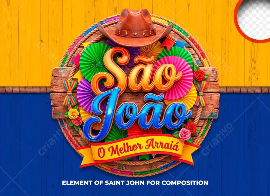 Selo 3D São João O Melhor Arraiá PNG Fundo Transparente
