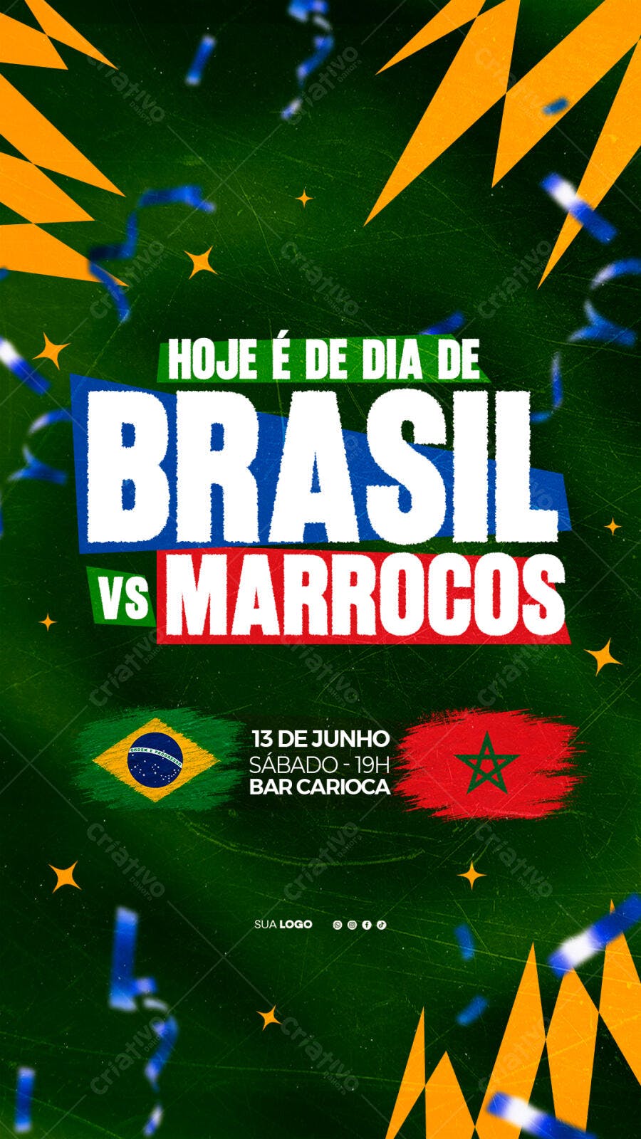 Story Brasil Marrocos Futebol Bar PSD Editável
