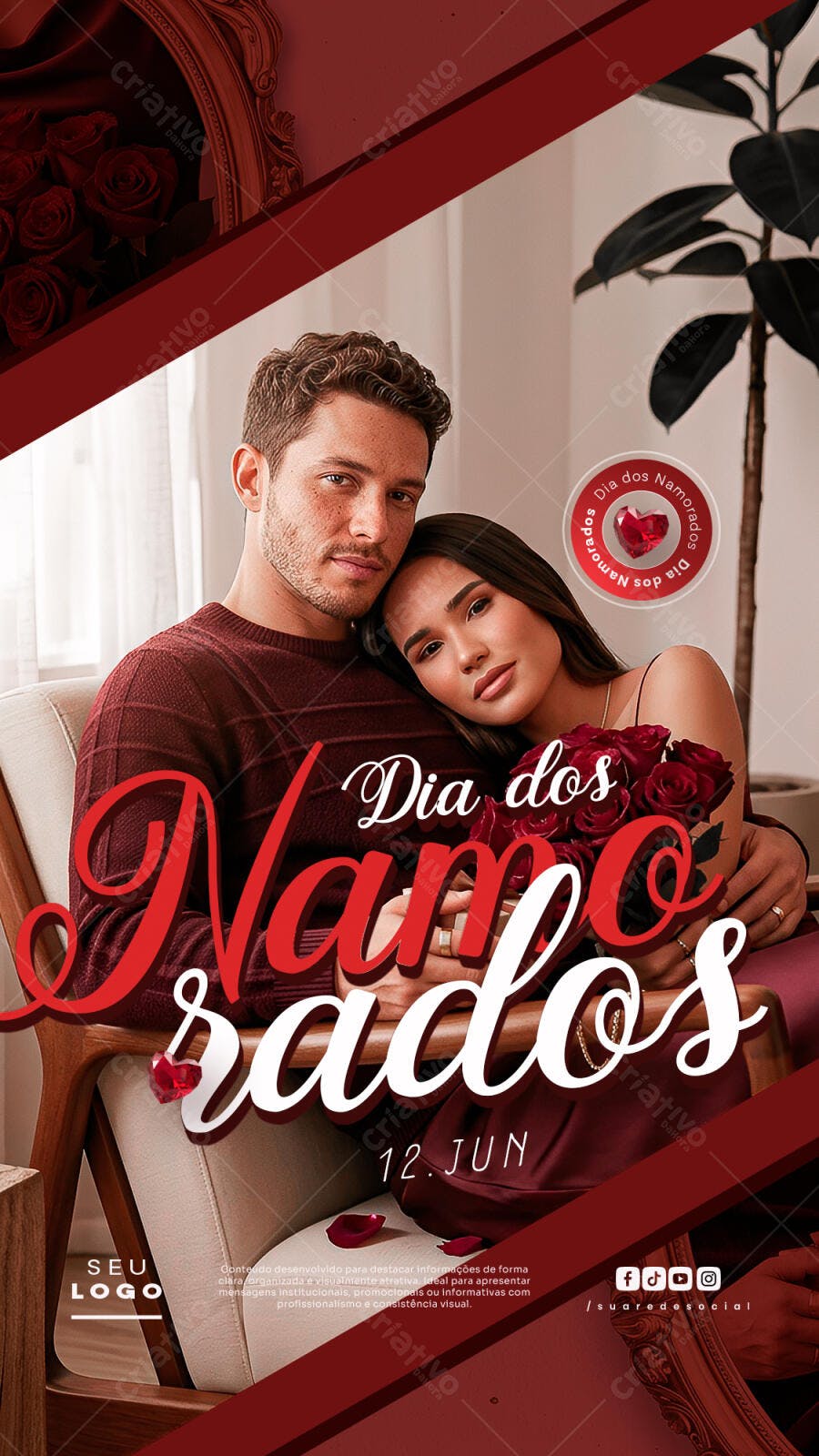 Story Dia dos Namorados 12 de Junho Casal PSD Editável