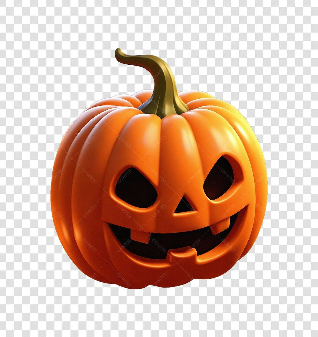 Avatar 3D Abóbora Grande do Halloween em PNG Sem Fundo para Composições Profissionais
