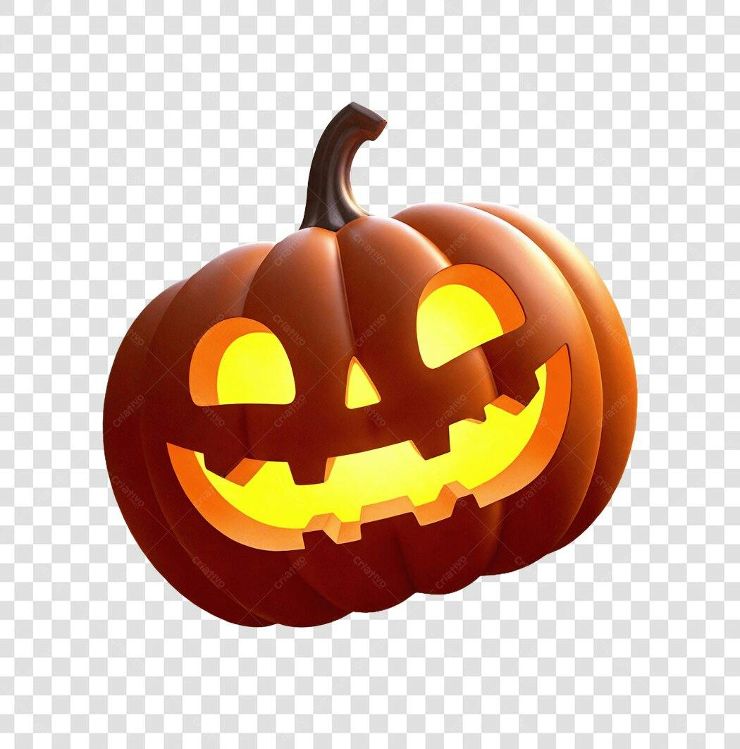 Elemento 3D Abóbora Halloween 31 Outubro PNG Fundo Transparente