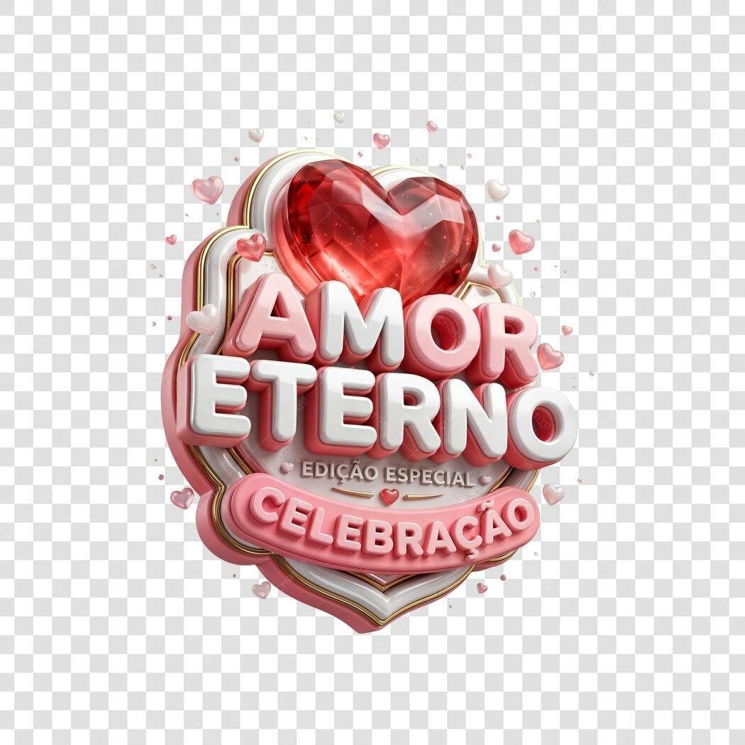 Elemento 3D Amor Eterno Celebração PNG Fundo Transparente