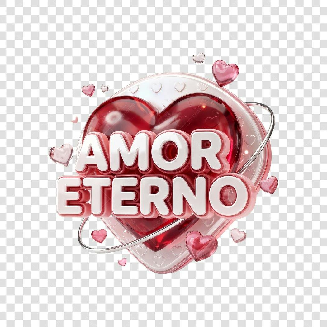 Elemento 3D Amor Eterno Corações Vermelhos PNG Fundo Transparente