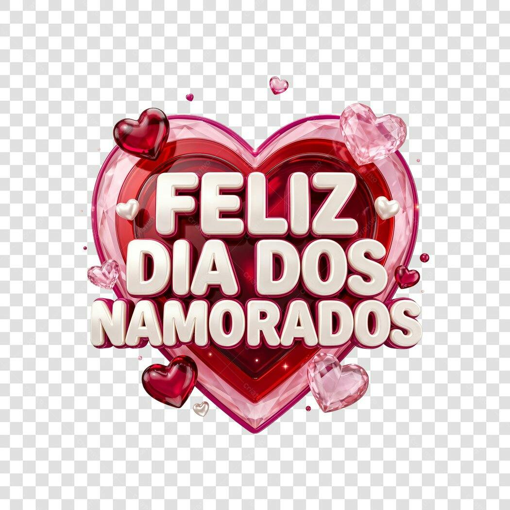 Elemento 3D Feliz Dia dos Namorados 12 Junho PNG Fundo Transparente