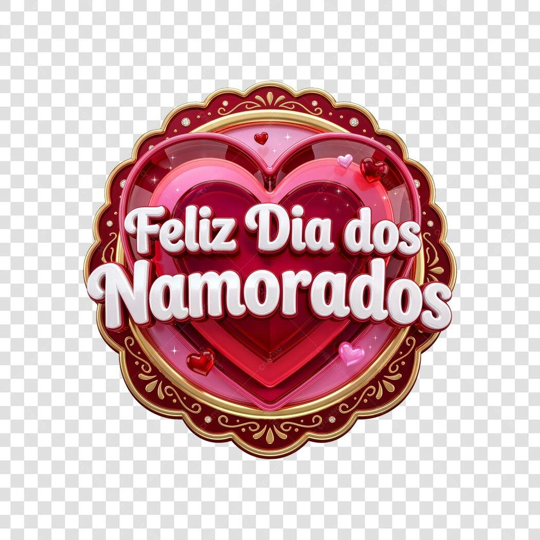 Elemento 3D Feliz Dia dos Namorados Junho PNG Fundo Transparente