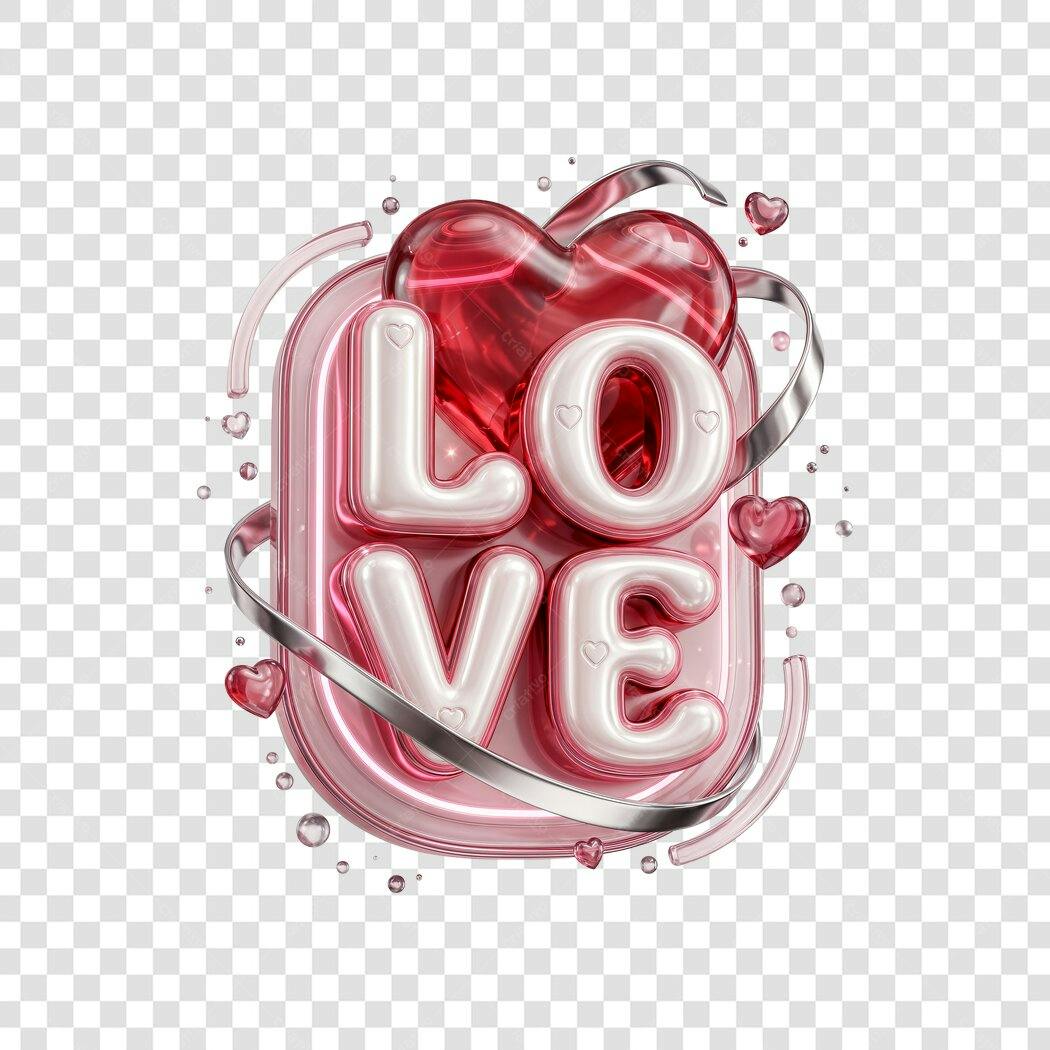Elemento 3D Love Dia dos Namorados 12 Junho PNG Fundo Transparente