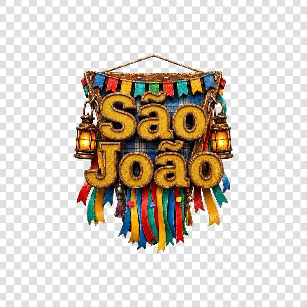 Elemento 3D São João Festa Junina Junho PNG Fundo Transparente