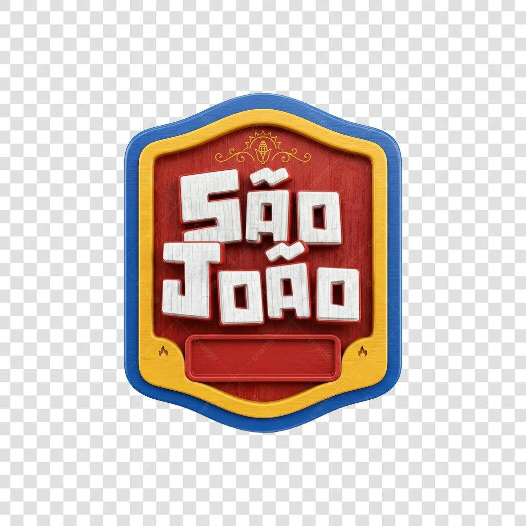 Elemento 3D São João Junho Placa Madeira PNG Fundo Transparente