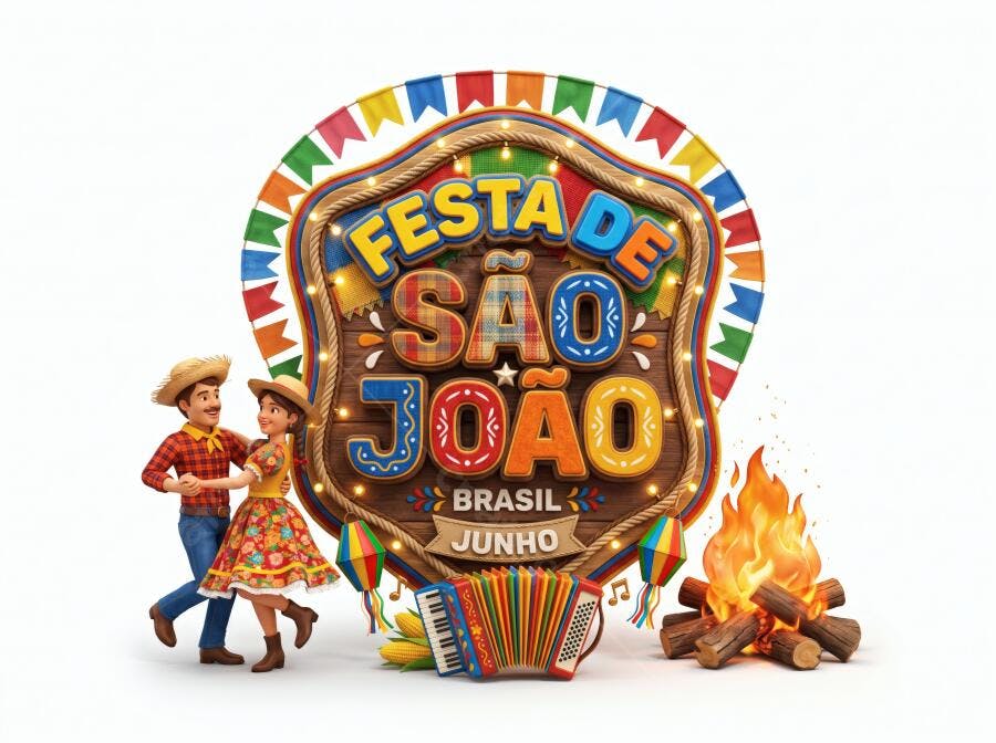 Festa de São João Brasil Junho Ilustração 3D