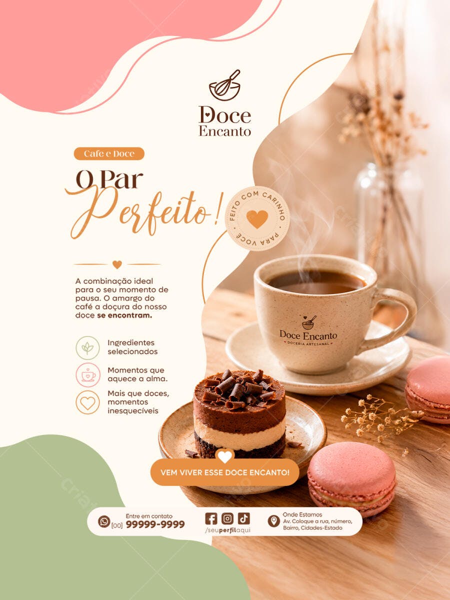 Flyer Café e Doce Confeitaria Padaria PSD Editável