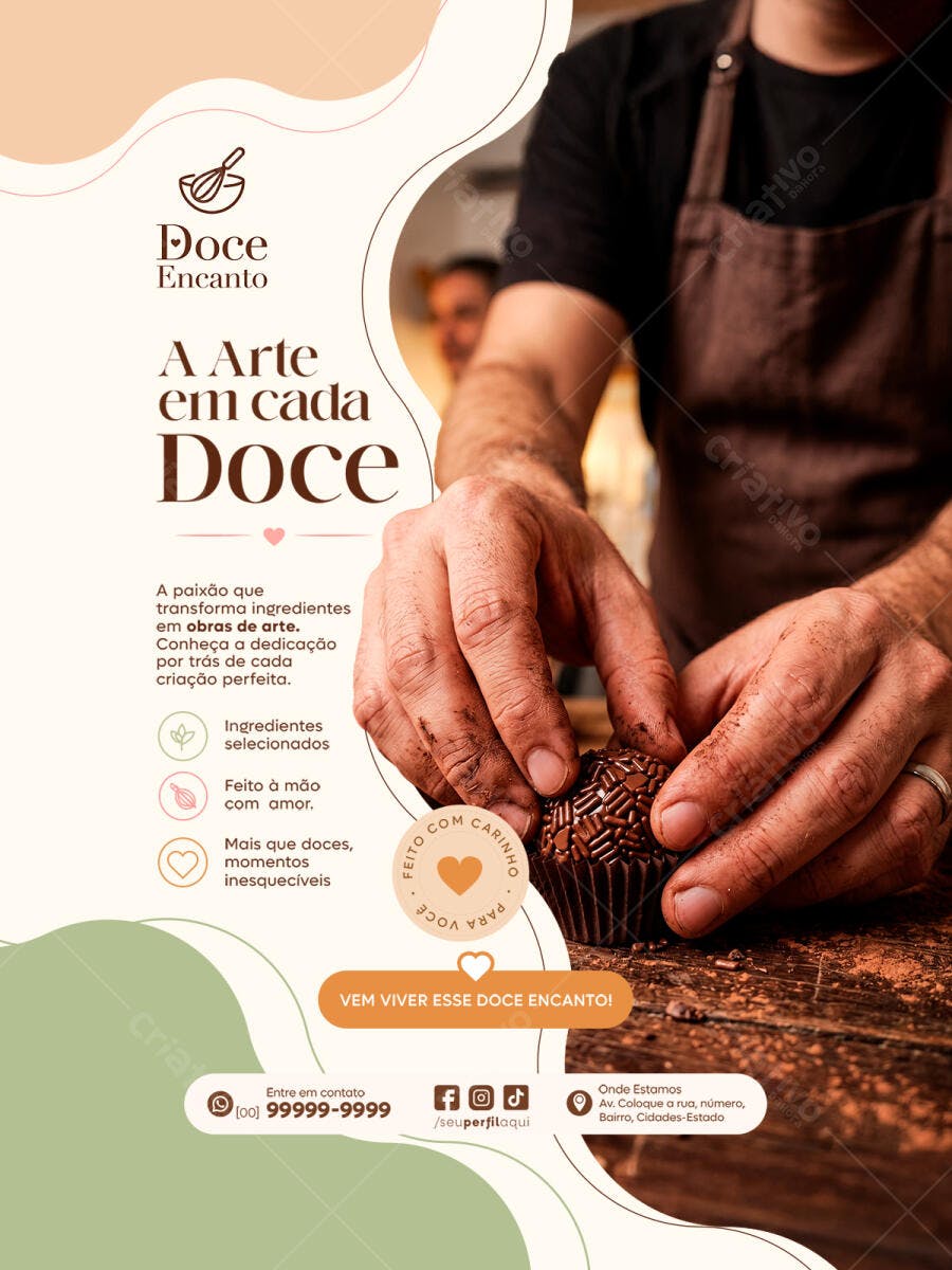 Flyer Confeitaria Doceria Brigadeiro PSD Editável