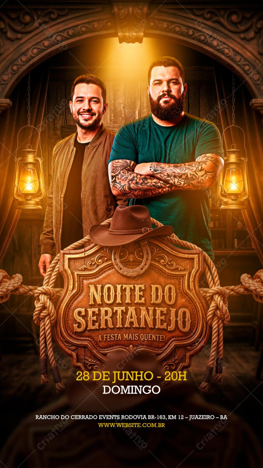 Flyer Noite do Sertanejo Junho Festa PSD Editável