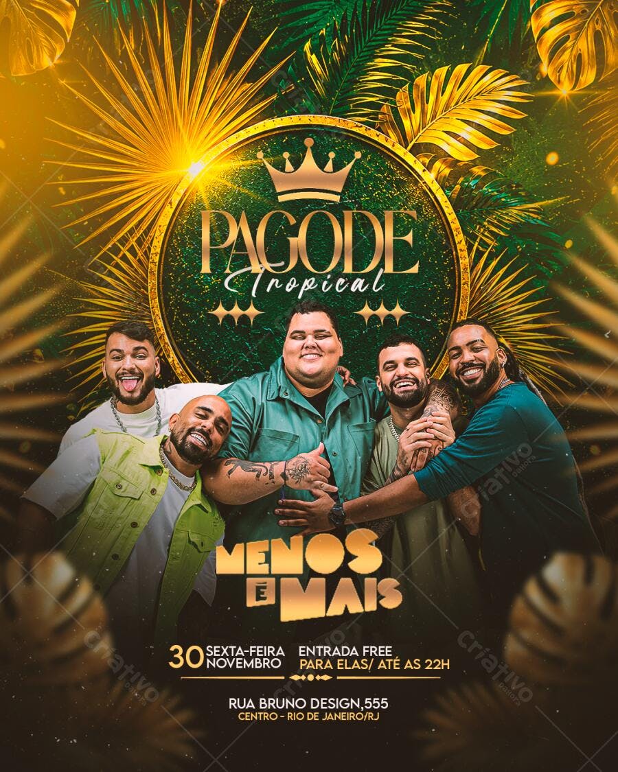 Flyer Pagode Tropical Novembro Evento PSD Editável