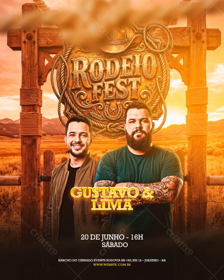 Flyer Rodeio Fest Sertanejo Junho PSD Editável