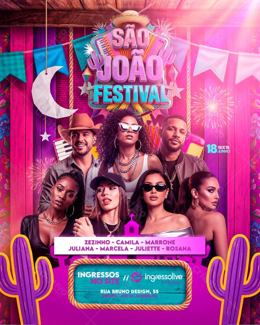 Flyer São João Festival Junho PSD Editável