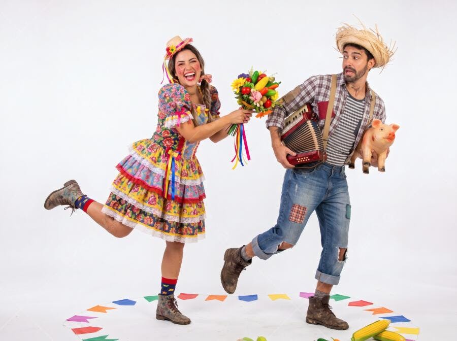 Foto Casal Caipira Feliz Festa Junina São João