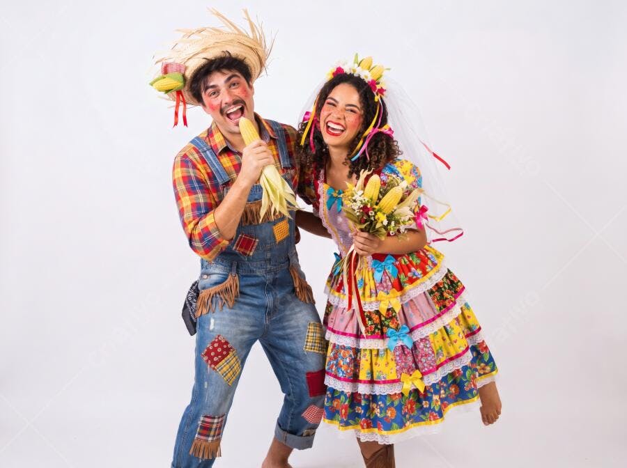 Foto Casal Caipira Feliz Festa Junina São João