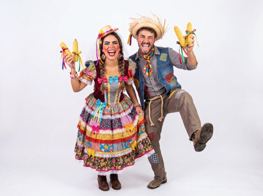 Foto Casal Caipira Feliz Festa Junina São João
