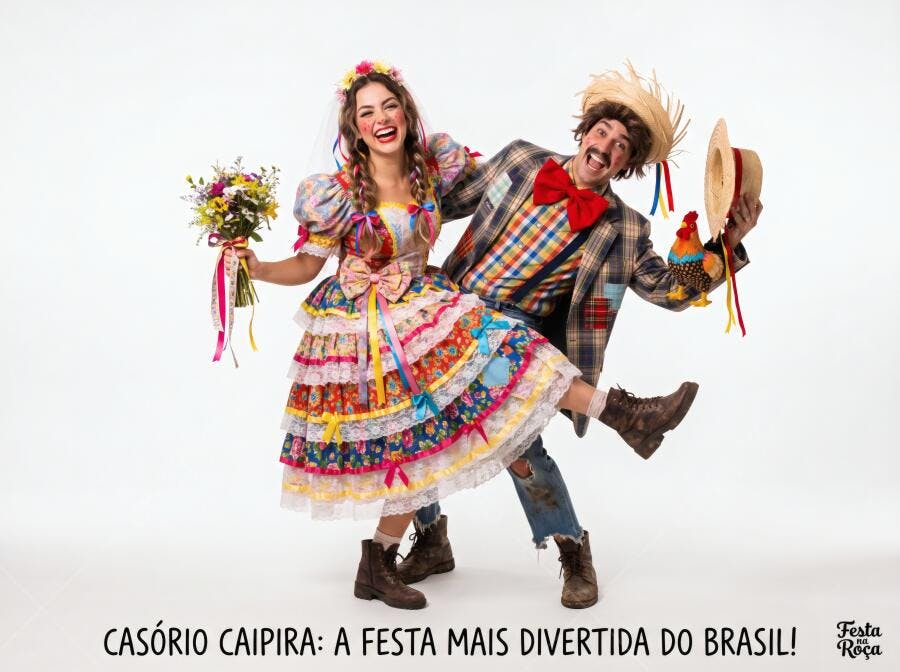 Foto Casal Caipira Feliz Festa Junina São João