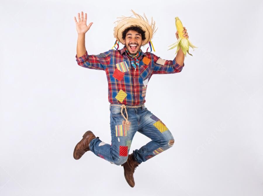 Foto Homem Caipira Pulando Milho Festa Junina São João
