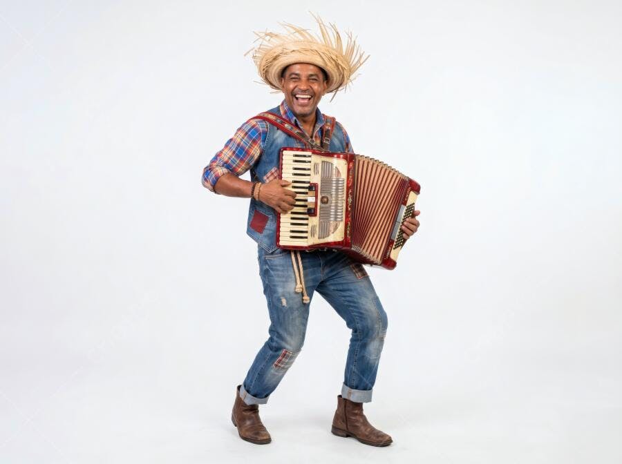 Foto Homem Negro Sorrindo Tocando Sanfona Festa Junina