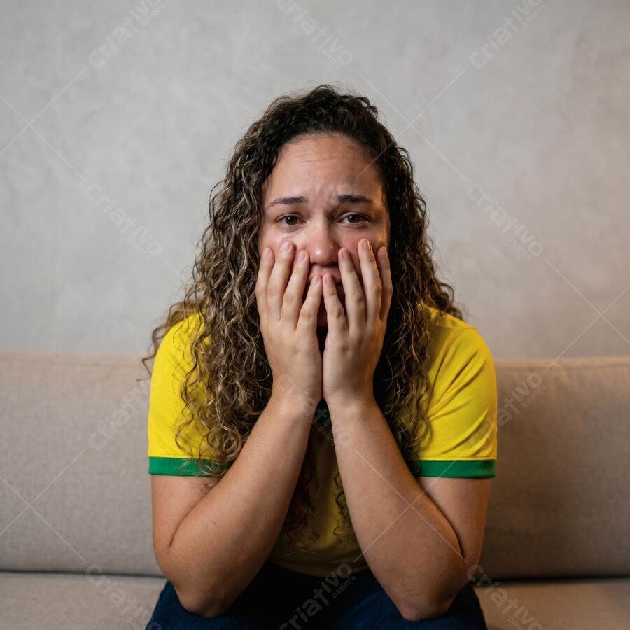 Foto Mulher Brasileira Chorando Tristeza Decepção Copa do Mundo