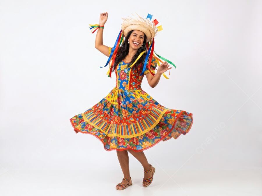 Foto Mulher Brasileira Dançando Festa Junina Traje Típico