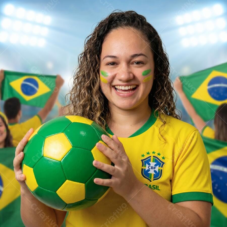 Foto Mulher Brasileira Torcedora Futebol Copa do Mundo