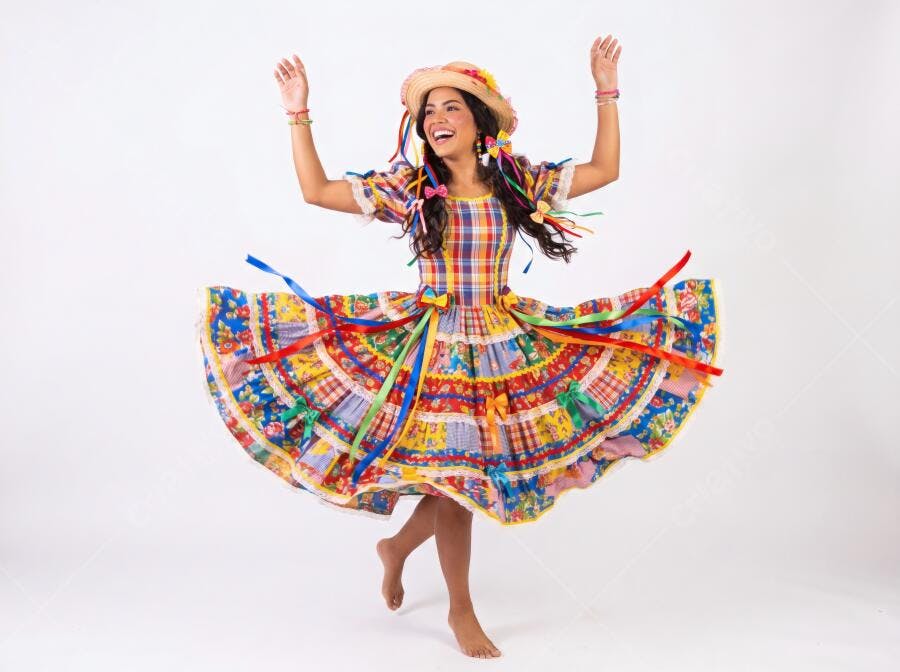 Foto Mulher Jovem Dançando Vestido Caipira Festa Junina
