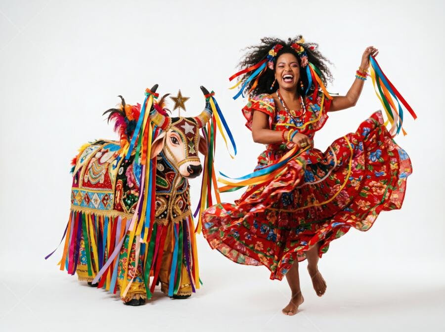 Foto Mulher Negra Dançando Boi Bumbá Festa Junina