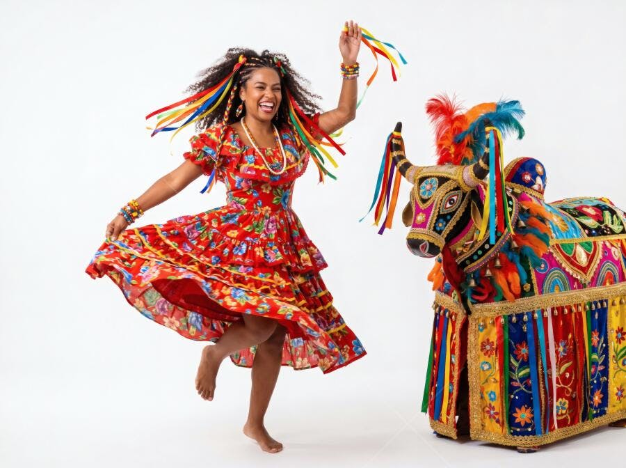 Foto Mulher Negra Dançando Bumba Meu Boi Festa Junina
