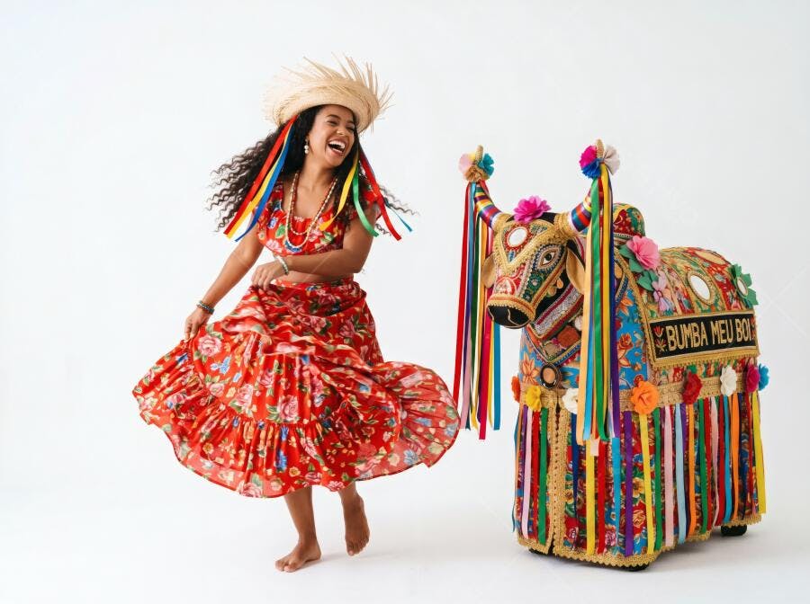 Foto Mulher Negra Dançando Festa Junina Bumba Meu Boi