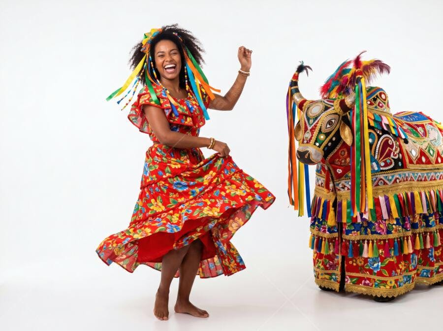 Foto Mulher Negra Dançando Festa Junina Bumba Meu Boi